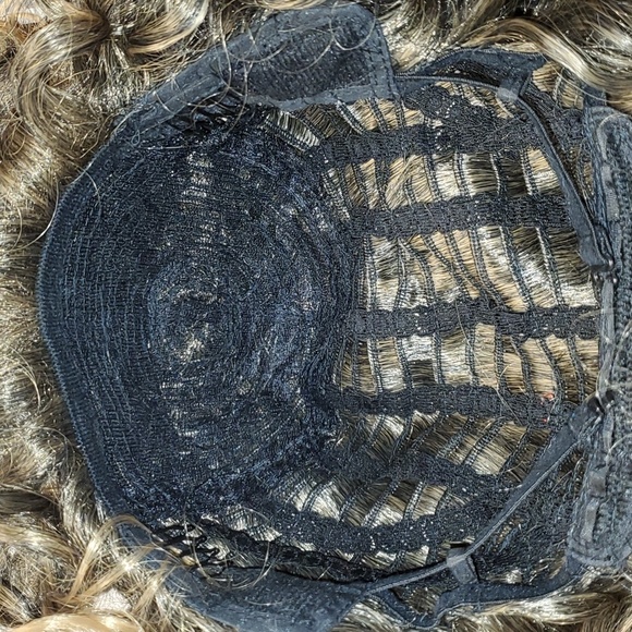 Spring curls Ombre black & brown wig. Bangs 15" curled 21" stretched syn… - Picture 6 of 16